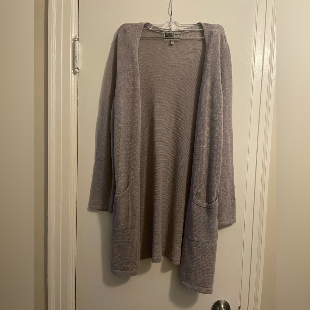 Habitat Gray Cotton Blend Long Sleeve Open Front Cardigan Sweater Size Medium